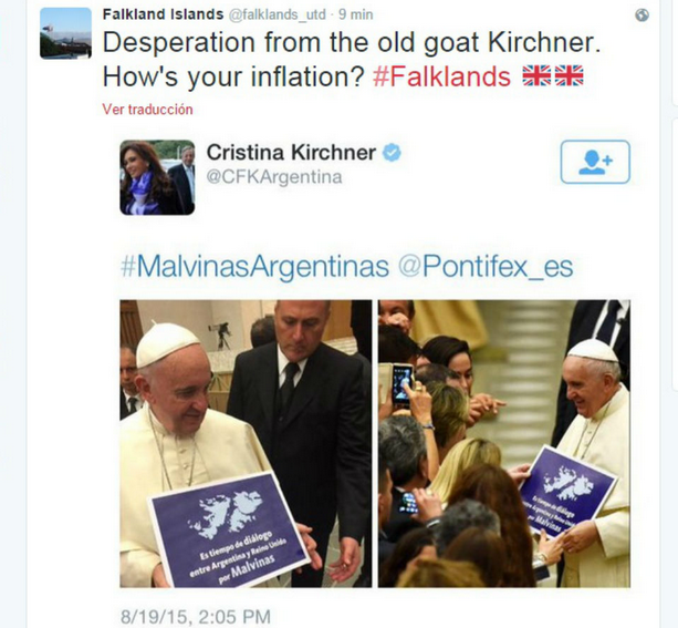 Insólito: tras pedido de dialogo, los kelpers insultaron a Cristina y al Papa Francisco que se disculpe