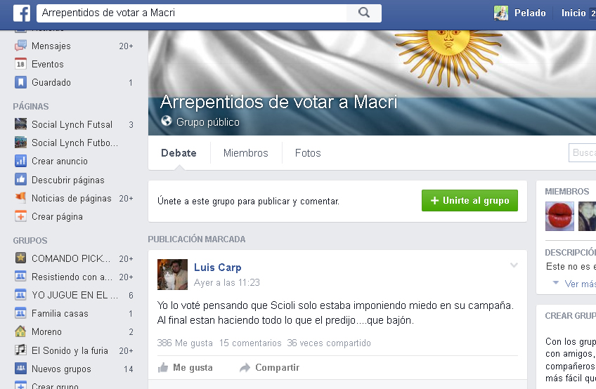Los »Arrepentidos de votar a Macri» crearon un grupo de Facebook